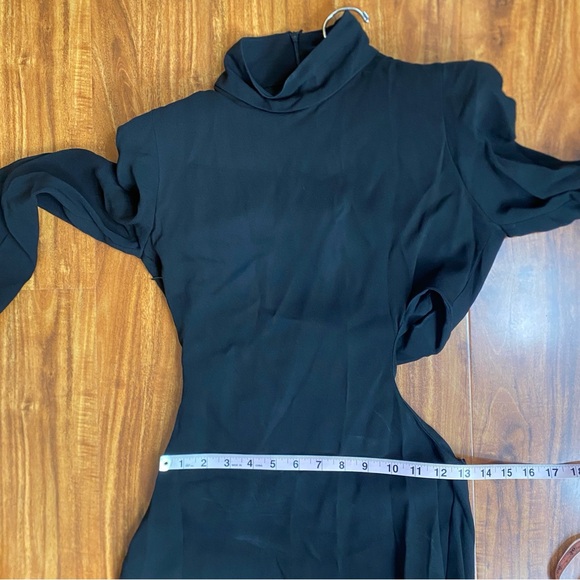 Zara Women's Black Mock Neck Long Sleeve Side Cutout Long Dress Size Medium LBD - Picture 14 of 16